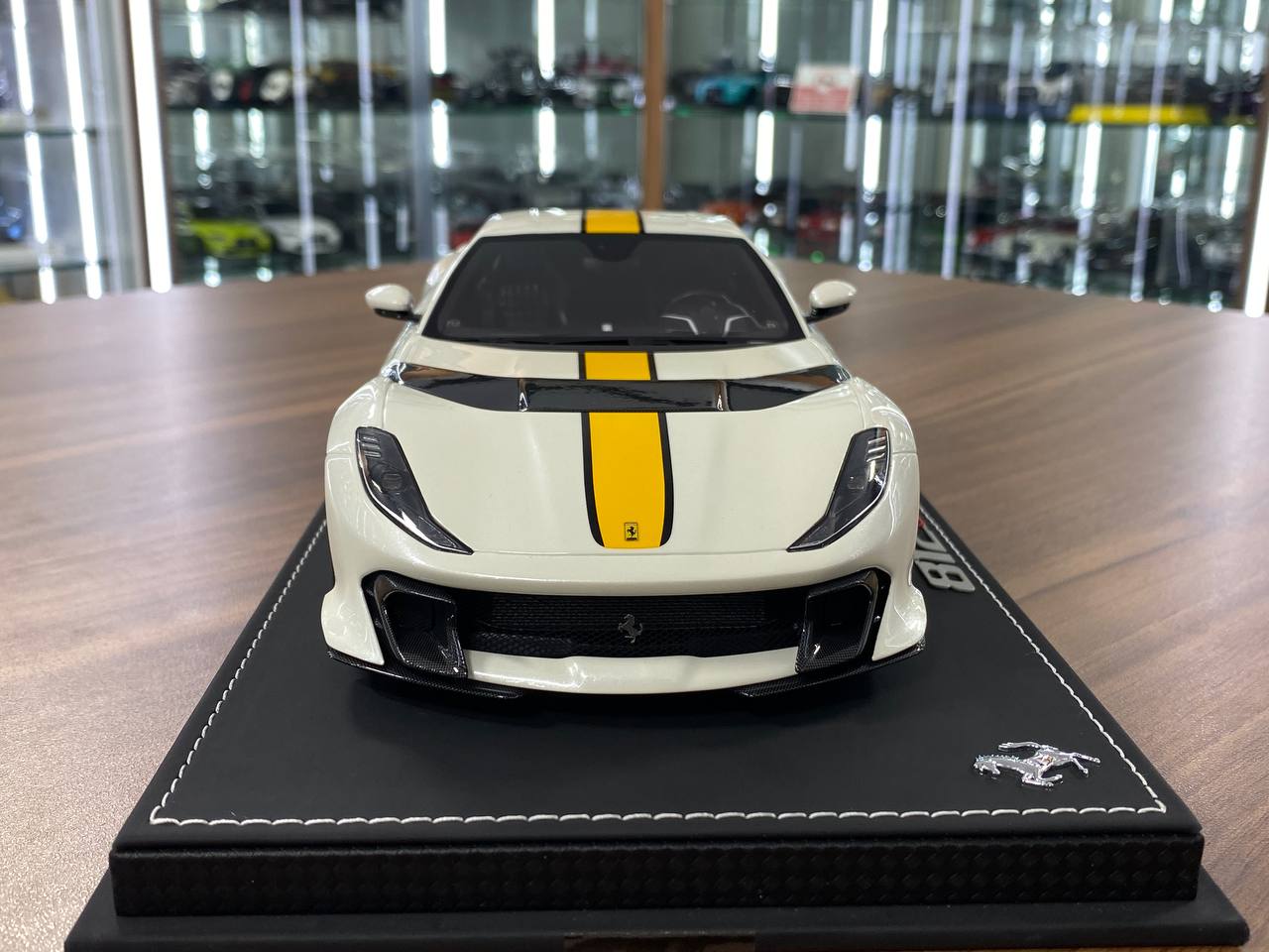 1:18 Resin Model BBR Collection Model Ferrari 812 Competizione – Gloss Italian White / Yellow Stripe (Limited 48 pcs – Dubai Collectors)