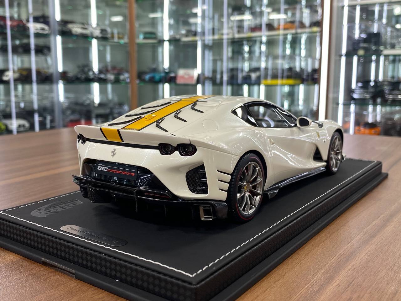 1:18 Resin Model BBR Collection Model Ferrari 812 Competizione – Gloss Italian White / Yellow Stripe (Limited 48 pcs – Dubai Collectors)