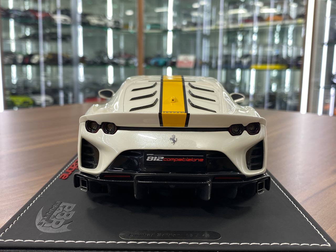 1:18 Resin Model BBR Collection Model Ferrari 812 Competizione – Gloss Italian White / Yellow Stripe (Limited 48 pcs – Dubai Collectors)