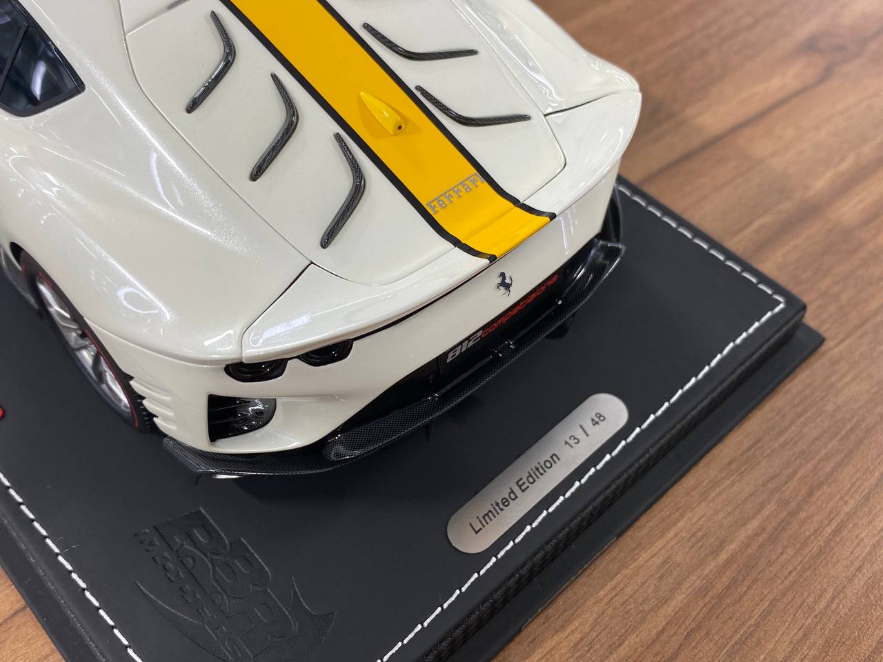 1:18 Resin Model BBR Collection Model Ferrari 812 Competizione – Gloss Italian White / Yellow Stripe (Limited 48 pcs – Dubai Collectors)