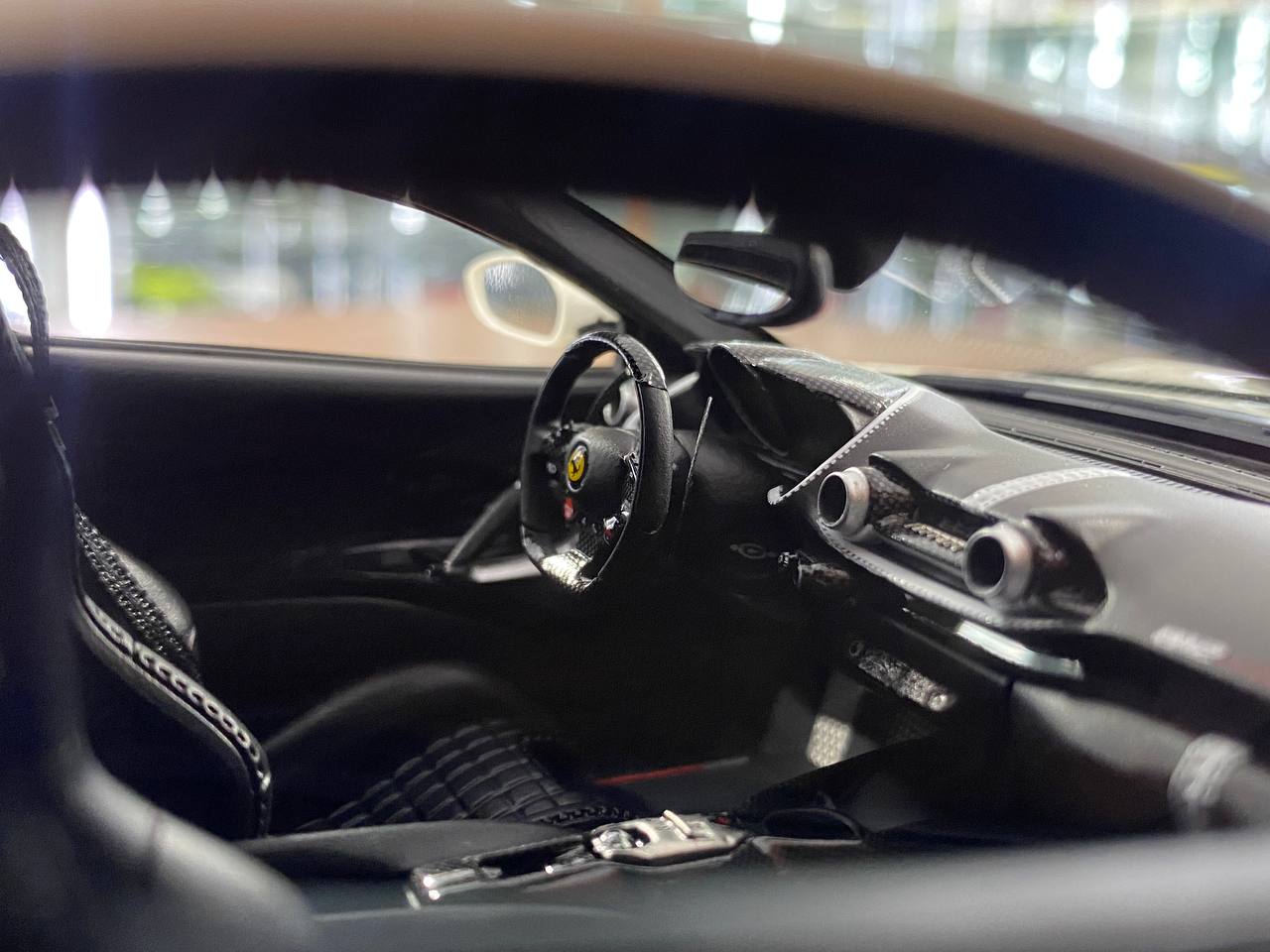 1:18 Resin Model BBR Collection Model Ferrari 812 Competizione – Gloss Italian White / Yellow Stripe (Limited 48 pcs – Dubai Collectors)