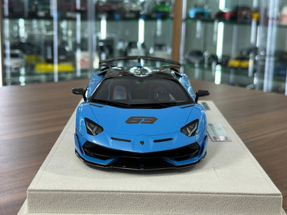 Lamborghini Aventador SVJ Roadster #63 (2019) – Blue Cepheus – 1/18 Resin Model – Make Up – Limited 63 pcs