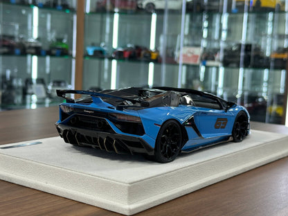 Lamborghini Aventador SVJ Roadster #63 (2019) – Blue Cepheus – 1/18 Resin Model – Make Up – Limited 63 pcs
