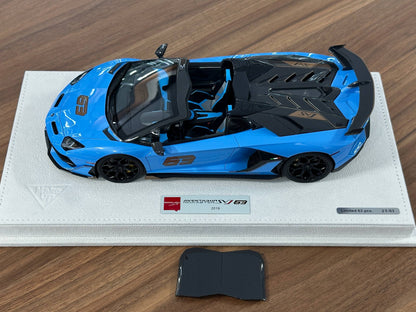 Lamborghini Aventador SVJ Roadster #63 (2019) – Blue Cepheus – 1/18 Resin Model – Make Up – Limited 63 pcs