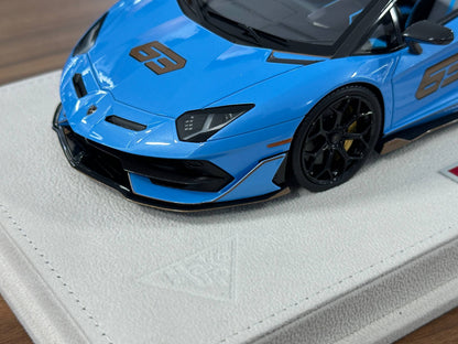 Lamborghini Aventador SVJ Roadster #63 (2019) – Blue Cepheus – 1/18 Resin Model – Make Up – Limited 63 pcs