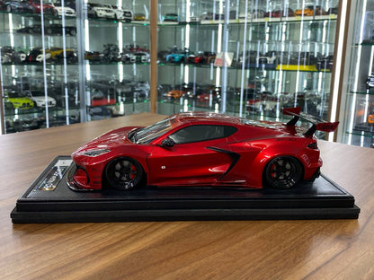 1:18 Resin Model IVY Merit Models Chevrolet Corvette C8 LBWK – Candy Red / Black Wheels (Limited 99 pcs – Dubai Collectors)
