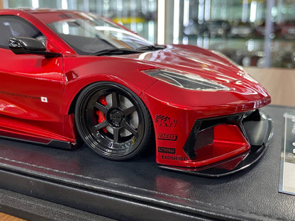 1:18 Resin Model IVY Merit Models Chevrolet Corvette C8 LBWK – Candy Red / Black Wheels (Limited 99 pcs – Dubai Collectors)