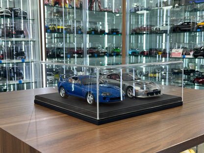 1/18 Acrylic Display Case – Black Leather Base – Premium Collector Edition