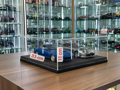 1/18 Acrylic Display Case – Black Leather Base – Premium Collector Edition