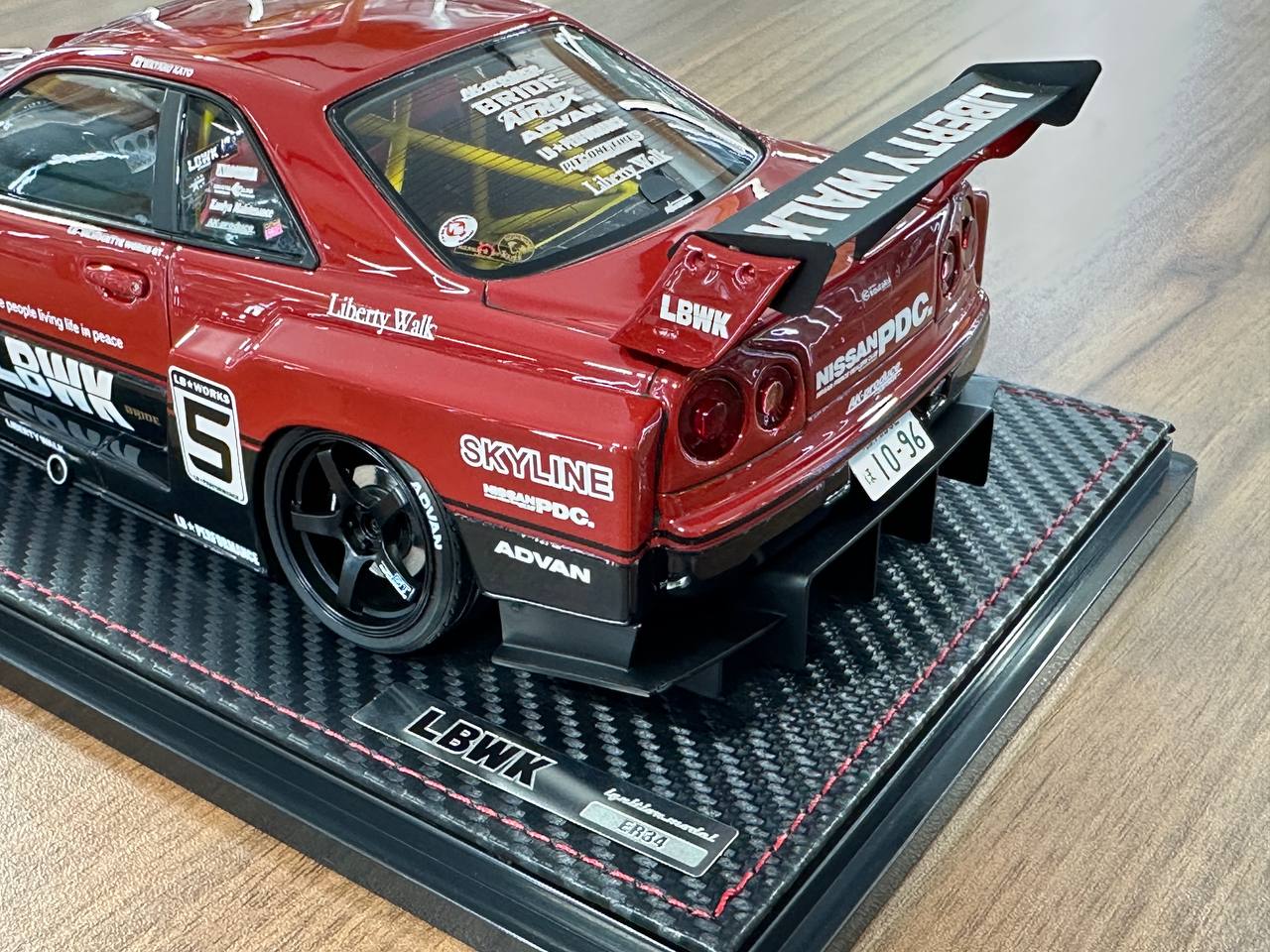 Ignition Model 1/18 Resin Nissan Skyline R34 Super LB-Silhouette #5 – Red/Black (Limited Edition)