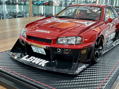 Ignition Model 1/18 Resin Nissan Skyline R34 Super LB-Silhouette #5 – Red/Black (Limited Edition)