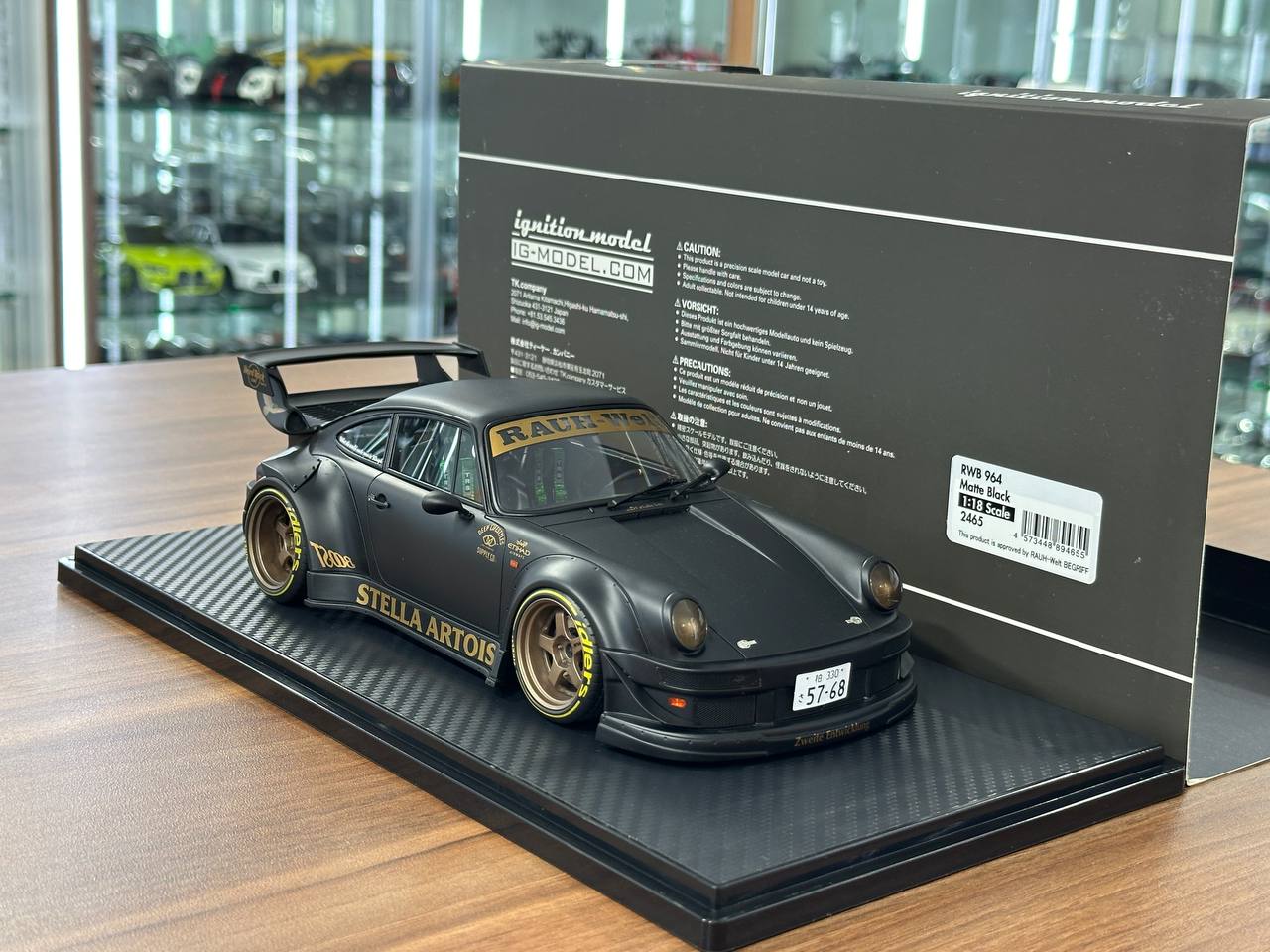 Porsche 964 RWB Stella Artois Matte Black 1/18 Resin – dturman.com