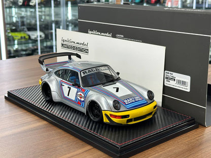 1/18 Resin Ignition Model Porsche 964 RWB #7 – Martini Silver/Yellow (Limited Edition)🚨