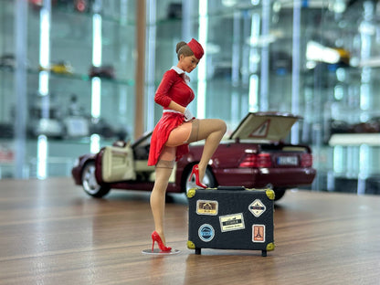 1/18 Scale Figure (Hand Made / Painted) Stewardess pinup ( Flight Attendant ) in Red Dress