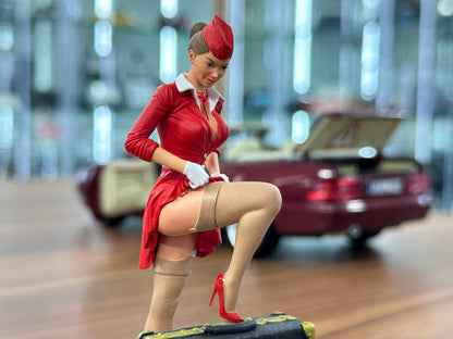1/18 Scale Figure (Hand Made / Painted) Stewardess pinup ( Flight Attendant ) in Red Dress