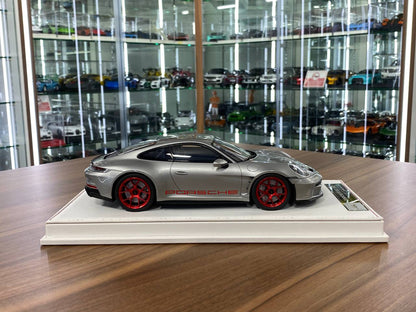 1/18 Resin Porsche 911 S/T (992) by Ivy Models in Silver/Red – Limited 15pcs