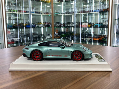 1/18 Resin Porsche 911 S/T (992) by Ivy Models in Pearl Green / Red – Limited 15 pcs