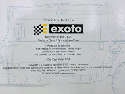 Exoto ThunderTrac 1995 AM General Humvee Hummer H1 Soft Top Diecast - Red | 1/18 Scale