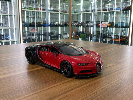 1/18 Diecast Bugatti Chiron Sport "16" Red and Black Bburago Scale Model Car