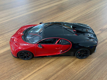 1/18 Diecast Bugatti Chiron Sport "16" Red and Black Bburago Scale Model Car