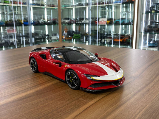 1/18 Diecast Ferrari SF90 Stradale Red "Signature Series" by Bburago Scale Model Car