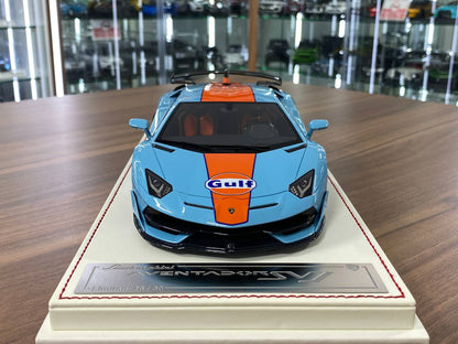 1/18 Resin Lamborghini Aventador SVJ – Davis & Giovanni Metallic Light with Gulf Decal Limited 30 pcs