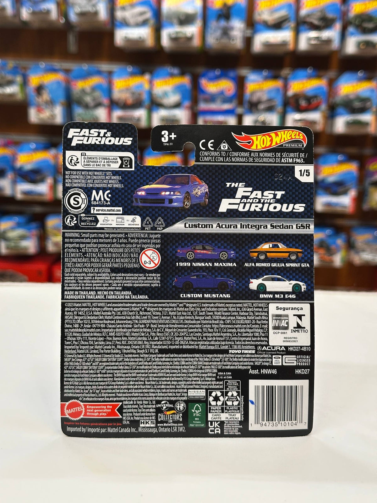1/64 Diecast HotWheels Fast & Furious Custom Acura Integra Sedan