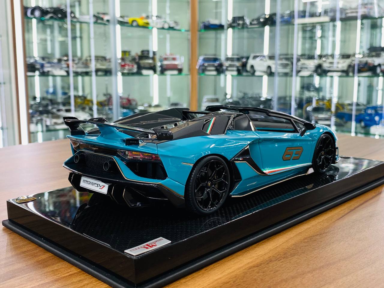 1/18 Resin - MR Collection Lamborghini Aventador Roadster SVJ #63 in Blue/Grey 63, 01/01 Limited Edition