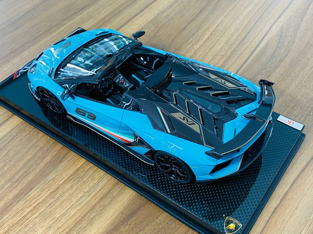 1/18 Resin - MR Collection Lamborghini Aventador Roadster SVJ #63 in Blue/Grey 63, 01/01 Limited Edition