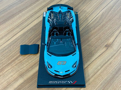 1/18 Resin - MR Collection Lamborghini Aventador Roadster SVJ #63 in Blue/Grey 63, 01/01 Limited Edition