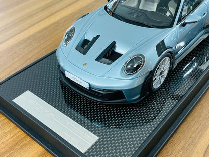 1/18 Resin Model - Timothy & Pierre Porsche 911 GT3 RS Weissach Package in Ice Blue, Limited to 40 Pieces