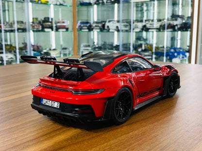 1/18 Diecast  - Norev Porsche 911 (992) GT3 RS Weissach Package (2022) in Indichrot (Red), Limited 500 Pieces