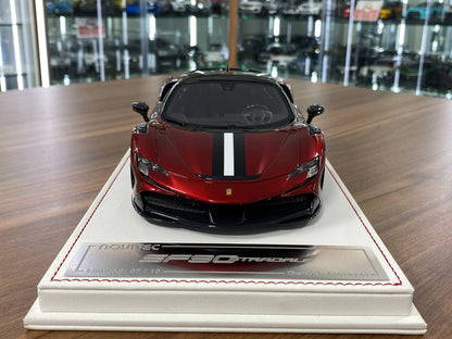 1/18 Resin Ferrari SF90 Stradale Novitec – Davis & Giovanni Chrome Red w/ Black Roof & White/Black Stripe Limited 10