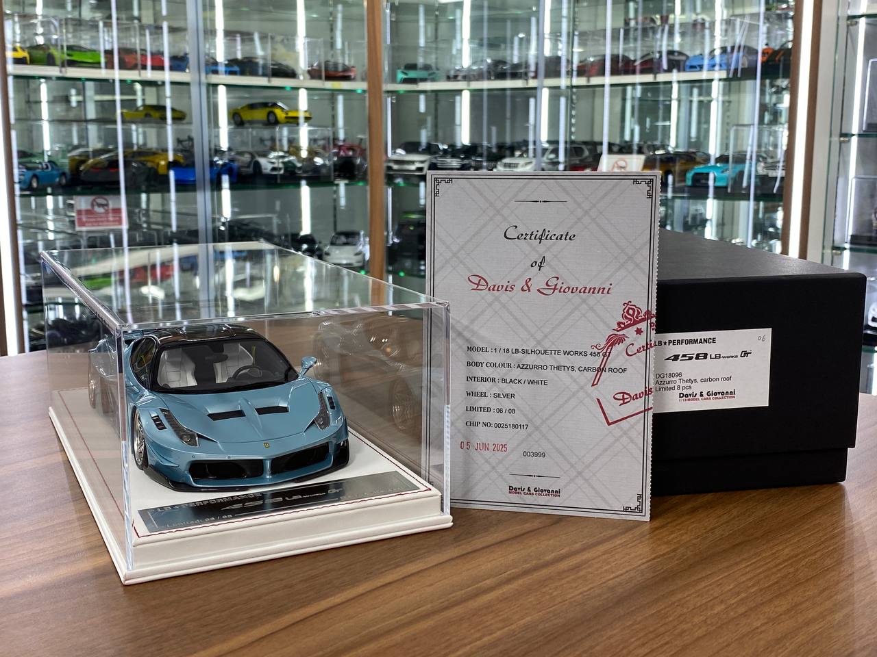 1/18 Resin Ferrari 458 GT LB Works – Davis & Giovanni AZZURRO THETYS with Carbon Roof Limited 8 pcs