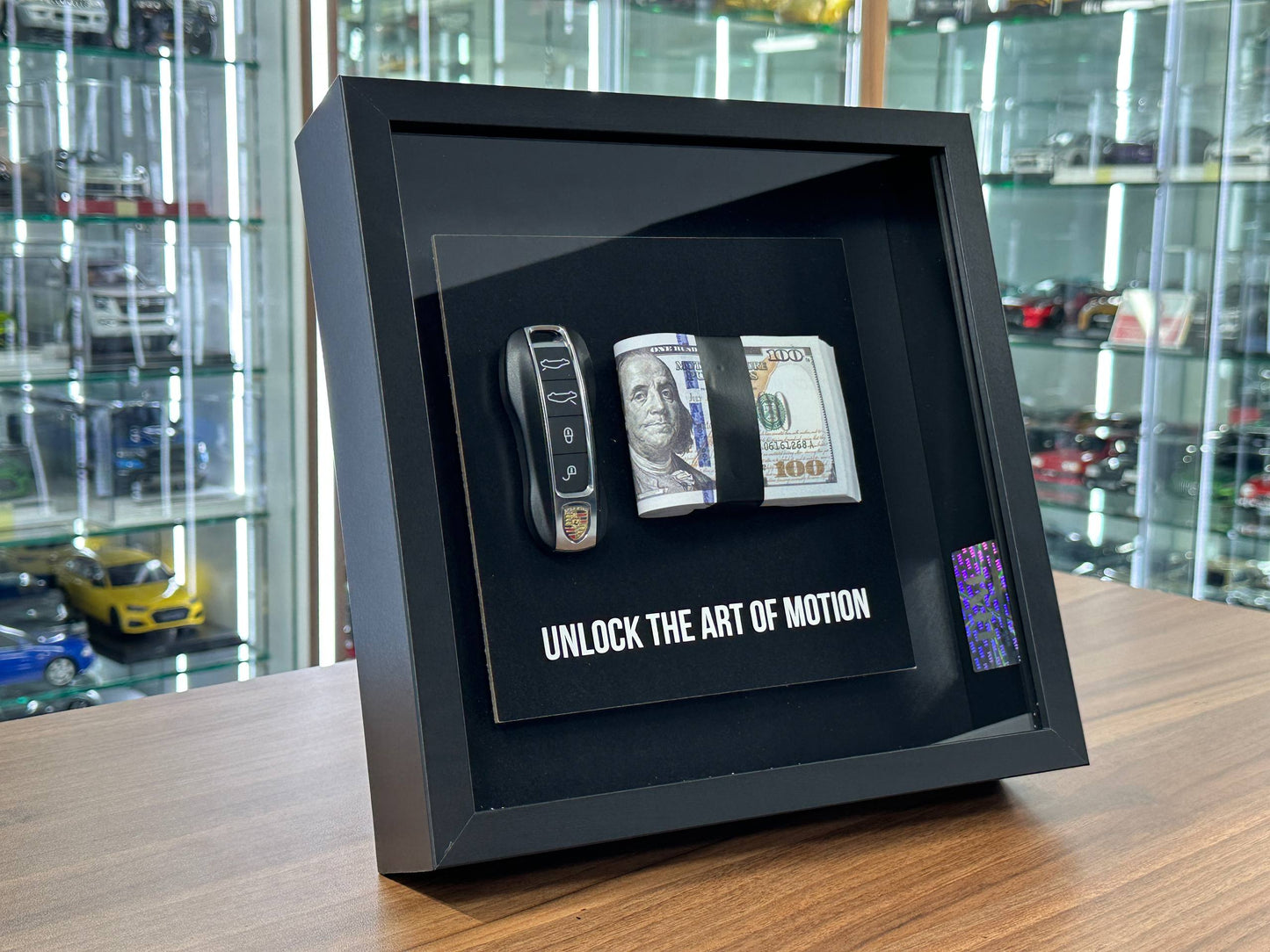 Car Key Frame Premium – Porsche (27×27 cm, USD $ Key Frame)