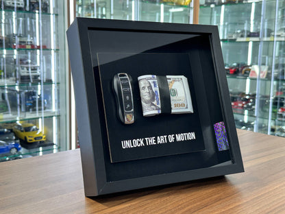 Car Key Frame Premium – Porsche (27×27 cm, USD $ Key Frame)