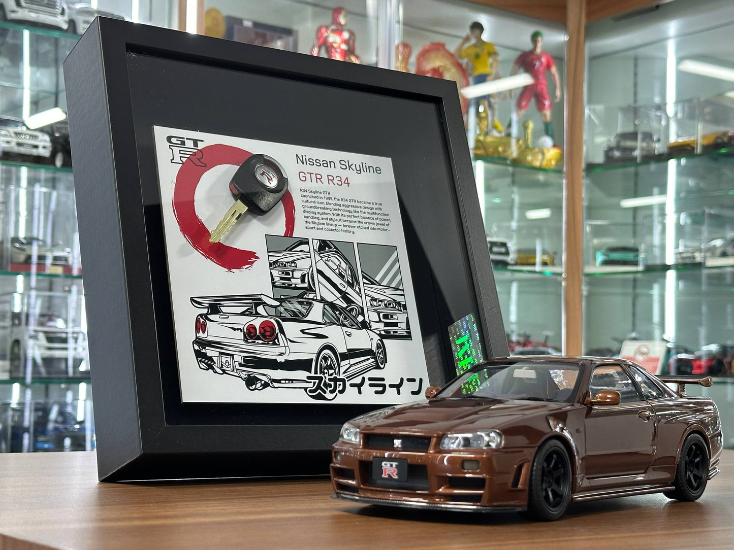 Car Key Frame Premium – Nissan Skyline GT-R R34 (27×27 cm, Key Frame)