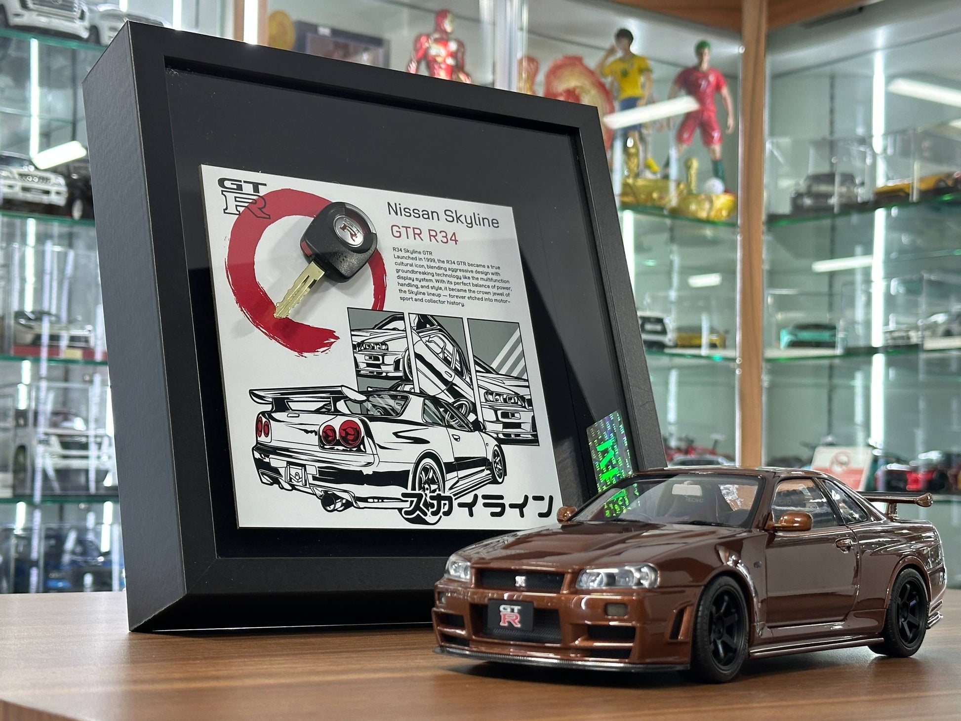 Car Key Frame Premium – Nissan Skyline GT-R R34 (27×27 cm, Key Frame)