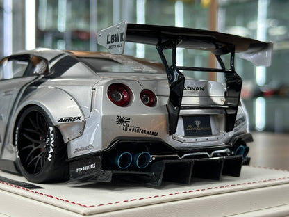 Nissan GT-R R35 LB Performance 2017 GT Wing J20 Type 2 1:18 Resin Model – Silver/Carbon – Onemodel