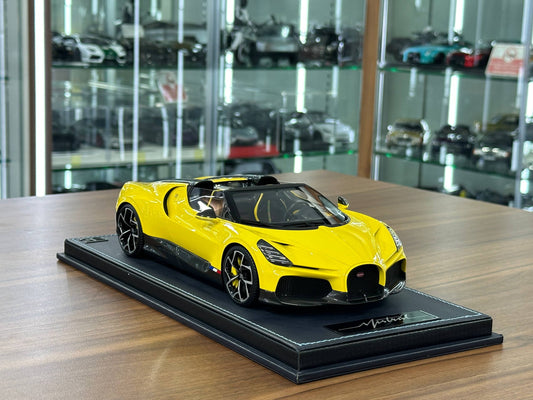 Bugatti W16 Mistral – MR Collection (Yellow, 1/18 Resin, Limited 249 pcs)