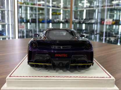 1/18 Resin Ferrari 488 PISTA novitec  by Davis & Giovanni in Vietallic purple, yellow stripes Limited- 30 pcs