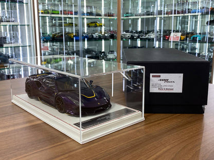 1/18 Resin Ferrari 488 PISTA novitec  by Davis & Giovanni in Vietallic purple, yellow stripes Limited- 30 pcs