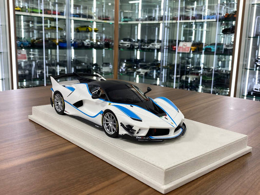 1/18 Resin Hermes Collection Ferrari FXX K EVO in Matt White/ blue stripe Limited- 15 pcs