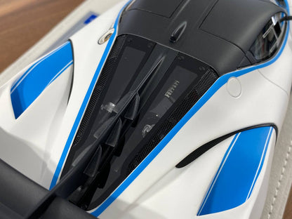 1/18 Resin Hermes Collection Ferrari FXX K EVO in Matt White/ blue stripe Limited- 15 pcs