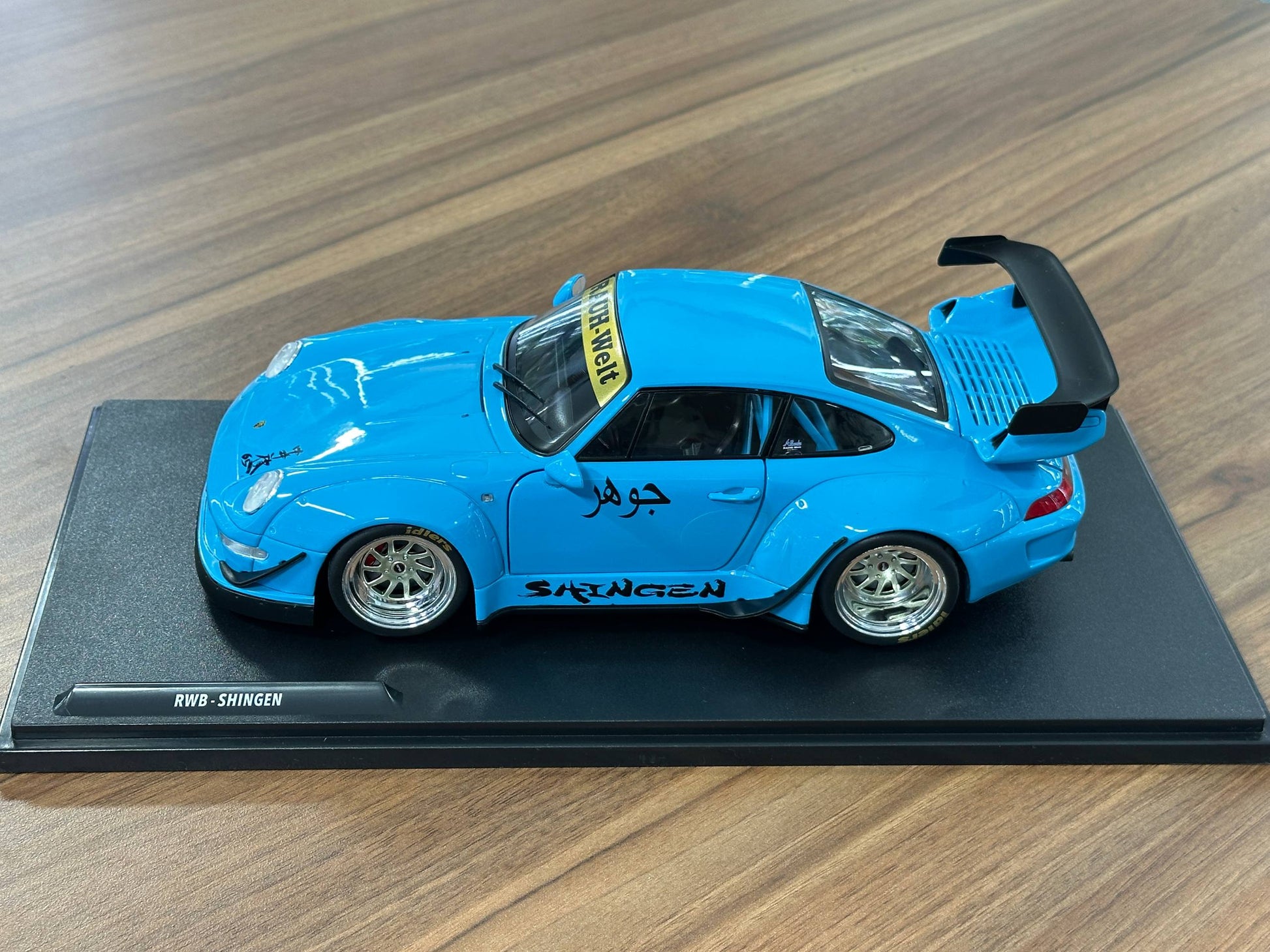 1/18 Diecast Porsche 911 (993) RWB Shingen 2018 by Solido in Blue