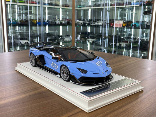 1/18 Resin Lamborghini AVENTADOR SVJ #63 Blue , carbon roof Limited- 06 pcs by Davis & Giovanni