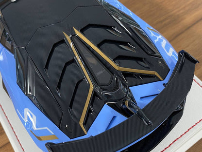 1/18 Resin Lamborghini AVENTADOR SVJ #63 Blue , carbon roof Limited- 06 pcs by Davis & Giovanni