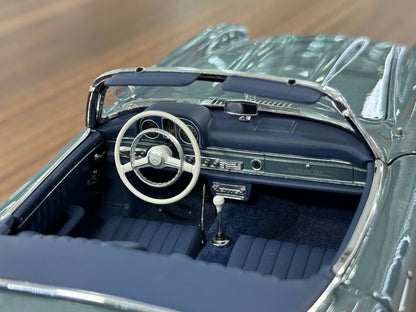 1/18 Diecast Mercedes-Benz 300 SL Roadster (W198, 1957–1963) – Norev Dealer Edition (Light Blue, Full Opening)