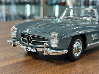 1/18 Diecast Mercedes-Benz 300 SL Roadster (W198, 1957–1963) – Norev Dealer Edition (Light Blue, Full Opening)