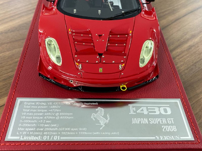 1/18 Resin Ferrari F430 Japan Super GT 2008 VERSUS | BBR Models Rare| Limited 1 of 1 | Red